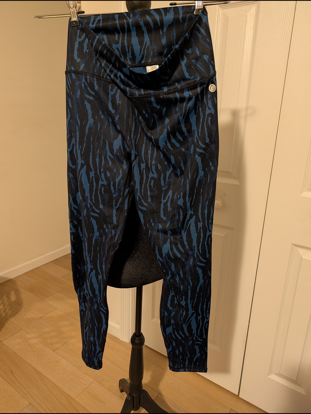 Women's High-Waist Blue & Black Printed Leggings
